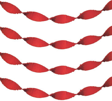 Feest slinger - 2x - rood - crepe papier - 24 meter - draaislinger decoratie