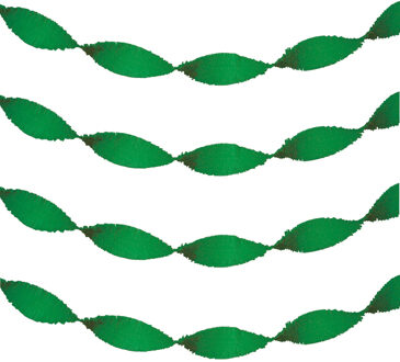 Feest slinger - 6x - groen - crepe papier - 24 meter - draaislinger decoratie