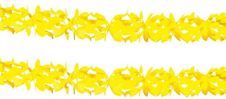Feest slinger/guirlande - 2x - geel - papier - 6 meter - verjaardag