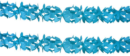Feest slinger/guirlande - 2x stuks - blauw - papier - 6 meter - verjaardag