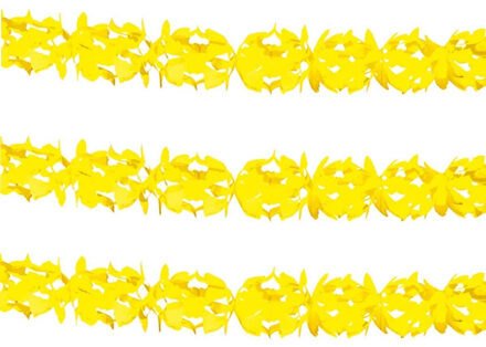 Feest slinger/guirlande - 3x - geel - papier - 6 meter - verjaardag