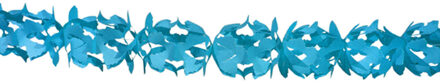 Feest slinger/guirlande - blauw - papier - 6 meter - verjaardag