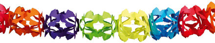 Feest slinger/guirlande - regenboog kleuren - papier - 6 meter - verjaardag