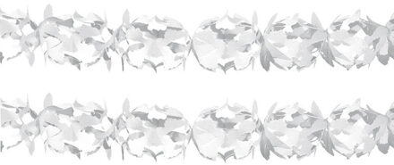 Feest slinger/guirlande - Set van 2x stuks - wit - papier - 6 meter - verjaardag