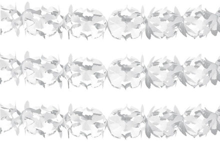 Feest slinger/guirlande - Set van 3x stuks - wit - papier - 6 meter - verjaardag