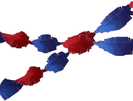 Feest slinger Holland thema - 2x - rood / wit / blauw - crepe papier - 24M - draaislinger