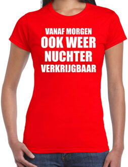 Feest t-shirt - morgen nuchter - rood - dames - foute party kleding 2XL