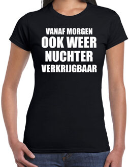 Feest t-shirt - morgen nuchter - zwart - dames - foute party kleding M