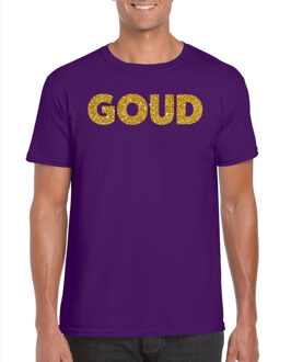 feest t-shirt voor heren goud - glitter tekst - foute party/carnaval - paars 2XL