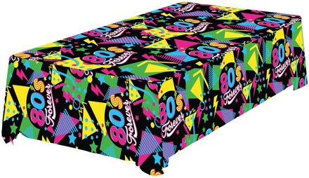 Feest tafelkleed foute 80s party - 137 x 274 cm - papier - Jaren 80 thema feest versiering - Feesttafelkl Multikleur