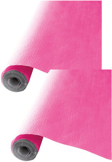 Feest tafelkleed op rol - 2x - fuchsia roze - 120cm x 5m - papier