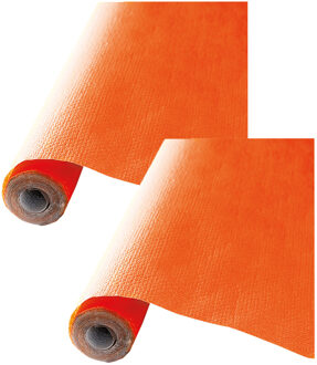 Feest tafelkleed op rol - 2x - oranje - 120cm x 5m - papier