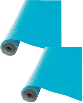 Feest tafelkleed op rol - 2x - turquoise blauw - 120cm x 5m - papier