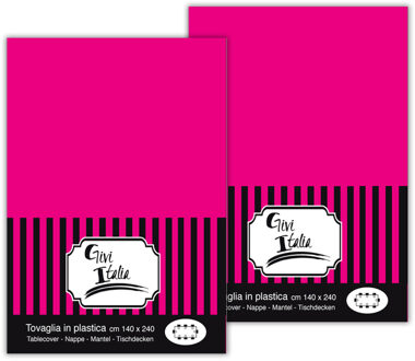 Feest tafelkleed van pvc - 2x - fuchsia roze - 240 x 140 cm - tafel versiering