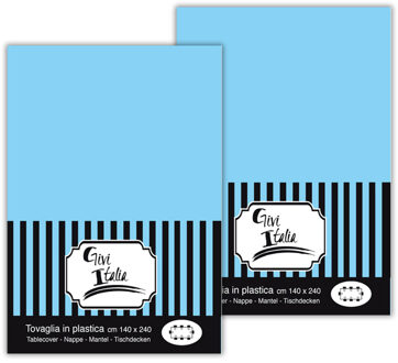 Feest tafelkleed van pvc - 2x - licht blauw - 240 x 140 cm - tafel versiering
