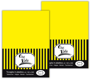 Feest tafelkleed van pvc - 2x - licht geel - 240 x 140 cm - tafel versiering