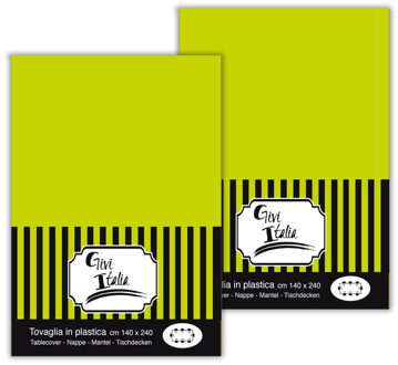 Feest tafelkleed van pvc - 2x - lime groen - 240 x 140 cm - tafel versiering
