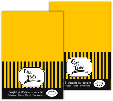 Feest tafelkleed van pvc - 2x - okergeel - 240 x 140 cm - tafel versiering