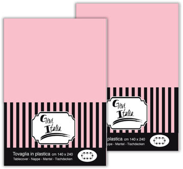 Feest tafelkleed van pvc - 2x - roze - 240 x 140 cm - tafel versiering