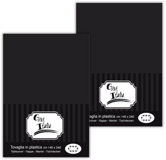 Feest tafelkleed van pvc - 2x - zwart - 240 x 140 cm - tafel versiering