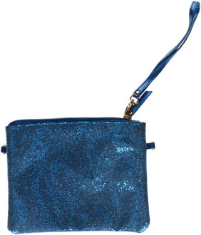 Feest tasje/ schoudertasje - Dames - Blauw glitter - Toppers verkleed/carnaval accessoires