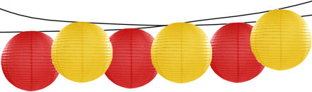 Feest/tuin versiering 6x stuks luxe bol-vorm lampionnen rood en geel dia 35 cm