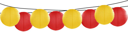 Feest/tuin versiering 8x stuks luxe bol-vorm lampionnen rood en geel dia 35 cm