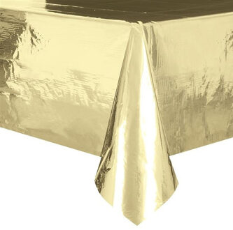 Feest/verjaardag Tafelkleed/tafellaken - metallic goud - 137 x 274 cm - folie