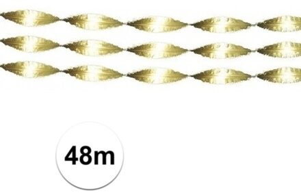 Feest/verjaardag versiering crepe slingers - 2x - goud - 24 meter - papier - Feestartikelen