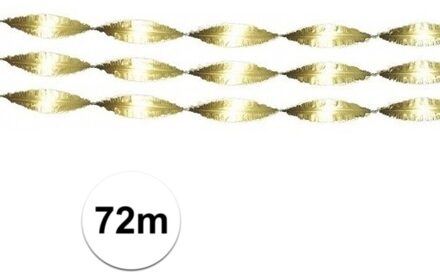 Feest/verjaardag versiering crepe slingers - 3x - goud - 24 meter - papier - Feestartikelen