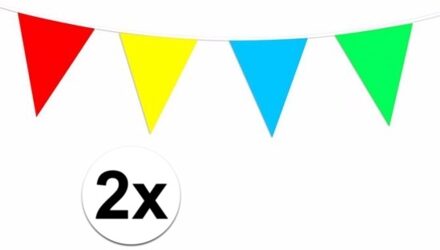 Feest/verjaardag vlaggenlijn - 2x - multi kleuren - 30 meter - kunststof