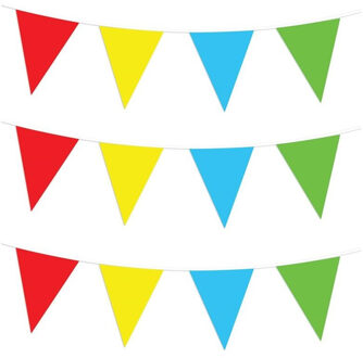 Feest/verjaardag vlaggenlijn - 3x - multi kleuren - 30 meter - kunststof