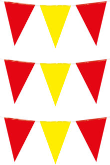 Feest/verjaardag Vlaggenlijn - 3x - rood/geel - 10 m - 15 vlaggetjes - binnen/buiten - kunststof