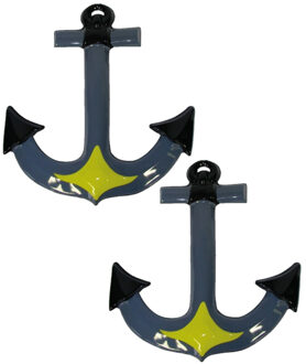 Feest versiering decoratie maritiem anker - Set van 2x stuks - 52 cm - plastic - voor aan de muur/wa