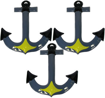 Feest versiering decoratie maritiem anker - Set van 3x stuks - 52 cm - plastic - voor aan de muur/wa