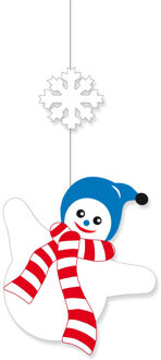 Feest/versiering decoratie plafond hanger sneeuwpop winter thema 50 x 30 cm - Feestdecoratievoorwerp