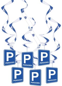Feest versiering Pensioen slinger - 6x stuks - rotorspiralen - hangdecoraties - blauw - 70 cm