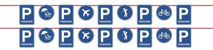 Feest vlaggenlijn/slinger - 2x - pensioen/met de VUT - 10 m - verkeersborden thema