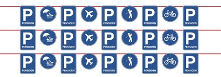 Feest vlaggenlijn/slinger - 3x - pensioen/met de VUT - 10 m - verkeersborden thema