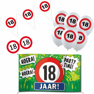 Feestartikelen 18 jaar verjaardag versiering pakket verkeersborden