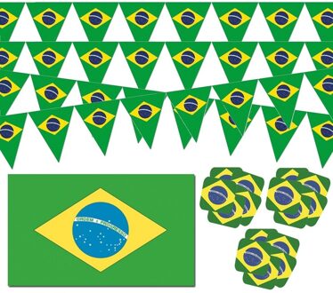 Feestartikelen Brazilie versiering - pakket - Braziliaanse feestversiering - 3 artikel soorten
