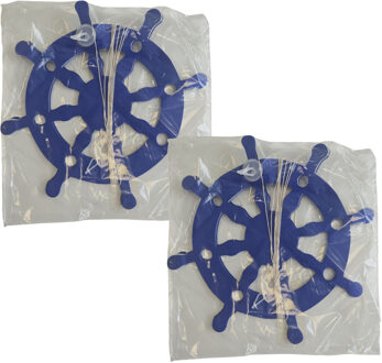 Feestartikelen maritiem thema - 2x - stuurwielen - 400 cm - blauw/wit - papier
