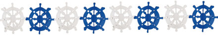 Feestartikelen maritiem thema - stuurwielen - 400 cm - blauw/wit - papier