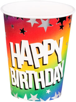 Feestbekers Happy Birthday Rainbow (10st) Multikleur - Print