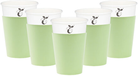 Feestbekers met hoesjes - 24x - mintgroen - papier - 250ml