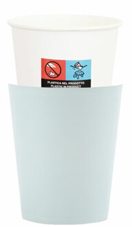 Feestbekers met hoesjes - 8x - baby blauw - papier - 250ml Lichtblauw