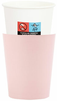 Feestbekers met hoesjes - 8x - baby roze - papier - 250ml