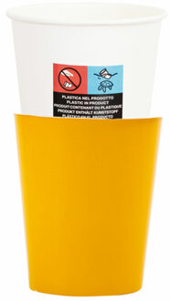 Feestbekers met hoesjes - 8x - geel - papier - 250ml
