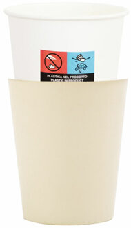 Feestbekers met hoesjes - 8x - ivoor wit - papier - 250ml Ivoorwit