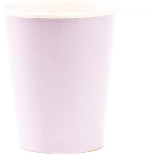 Feestbekers met hoesjes - 8x - lavendel paars - papier - 250ml